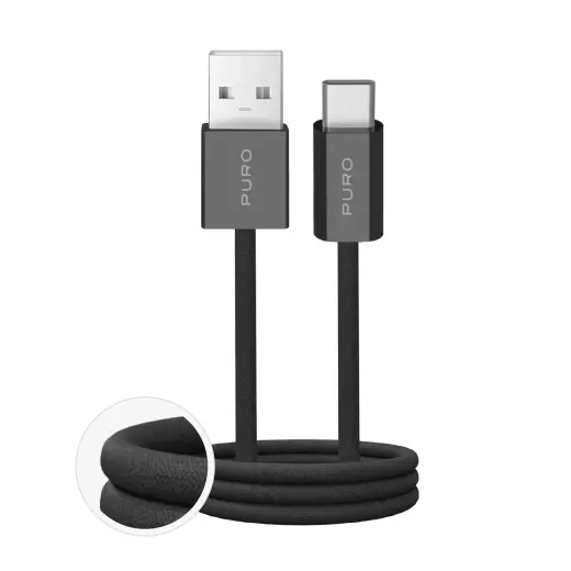 Puro Fabrik 2.0 data transfer and charging cable | USB-A to USB-C | 10W | 1.5m | black