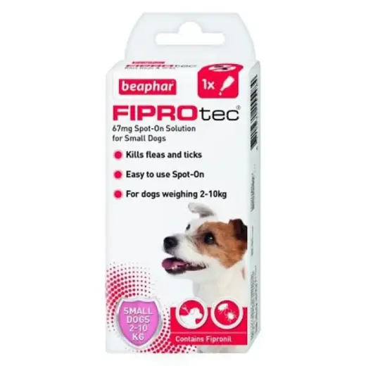 Līdzeklis pret blusām, ērcēm suņiem : Beaphar Fiprotec dog, no 2 līdz 10 kg,1pip.