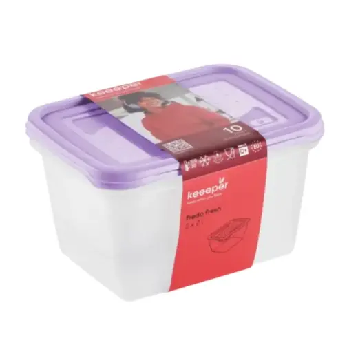 Food container set rectangular 2x2L Fredo "Fresh" transparent/light purple