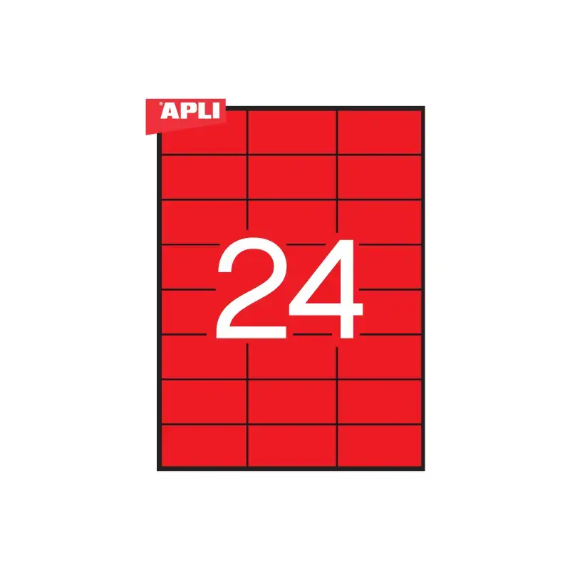 Uzlīmes APLI ILC ar izmēru 70x37mm, 20 loksnes/480 uzlīmes sarkanas