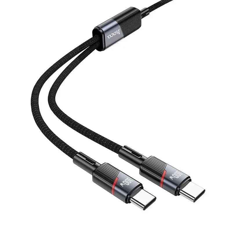HOCO U139 2-in-1 data transfer and charging cable | USB-C to USB-C, USB-C | PD, QC 3.0 | 100W | 1.2m | black