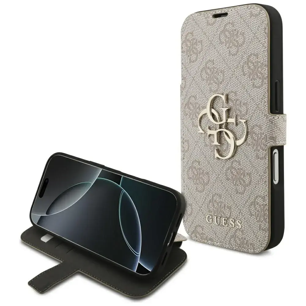 Etui Guess Book 4G Metal Logo do iPhone   17 Pro różowy