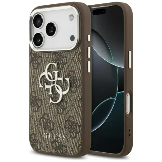 Guess 4G Big 4G Classic Logo чехол для телефона iPhone 17 Pro коричневый серый