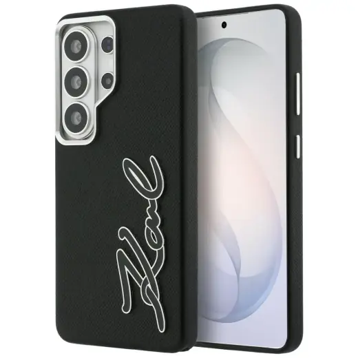 Karl Lagerfeld Grained Signature Metal Resin Logo phone case for Samsung Galaxy S26 Ultra (S948) black