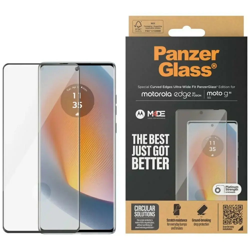 Szkło hartowane PanzerGlass Ultra-Wide    Fit do Motorola Edge 50 Fusion | Moto G85