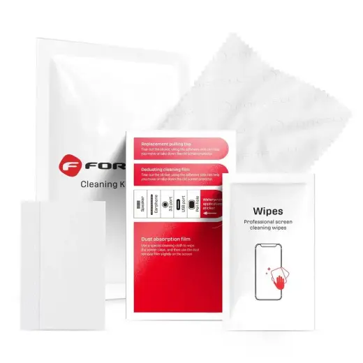 Cleaning kit for LCD's Forcell 4in1 (wet and dry cloth, scratch card, dust stickers)