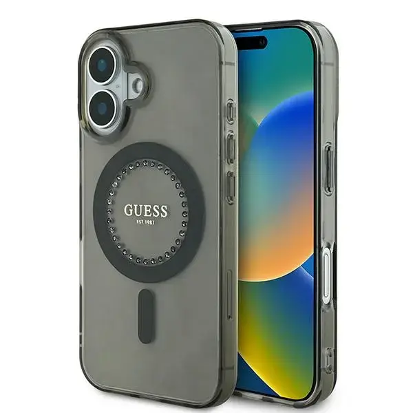 Guess GUHMP16MPFTDTEK iPhone 16 Plus 6.7" czarny|black hardcase IML Rhinestones MagSafe