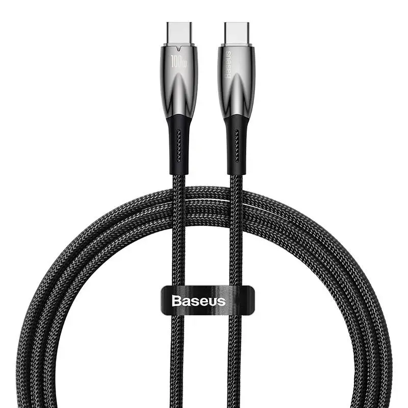 Baseus Glimmer Series datu pārraides un uzlādes vads | USB-C uz USB-C | 100W | 1m | melns