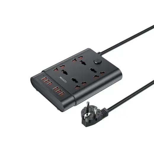 YESIDO MC08 EXTENSION CABLE 10IN1 2650W 6XUSB-A BLACK