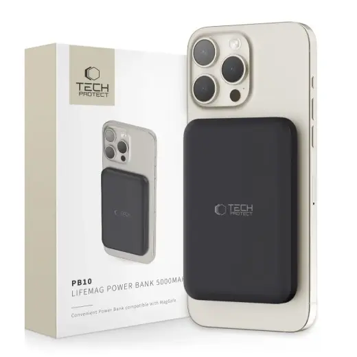 Tech-Protect LifeMag PB10 ārējais akumulators (powerbank) | 5000 mAh | 18W | USB-C, MagSafe | melns