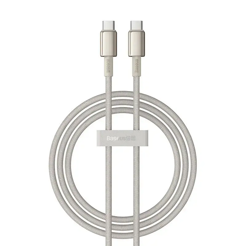 Baseus Tungsten zelta datu pārraides un uzlādes vads | USB-C uz USB-C | 100W | 1m | zelta