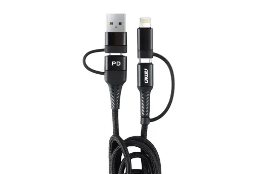 AMiO UC-15 2-in-1 duomenų perdavimo ir įkrovimo laidas | USB-A į Lightning, USB-C | PD | 1m