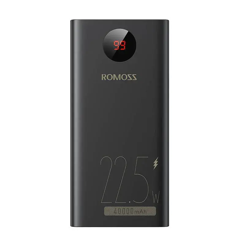 Romoss PEA40PF external battery (powerbank) | 40000 mAh | 22.5W | USB-C, USB-A, Micro USB, Lightning | LED display | black