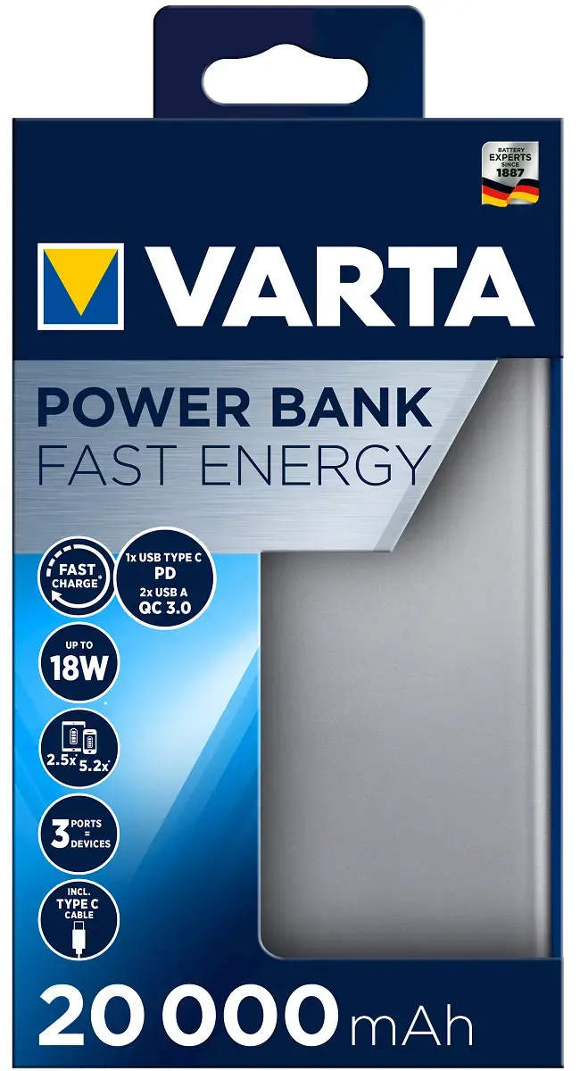 VARTA power bank 20000mAh Silver
