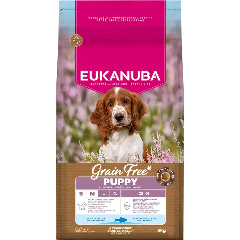 Sausa barība kucēniem - Eukanuba Puppy & Junior Small & Medium GRAIN FREE OCEAN FISH 3 kg