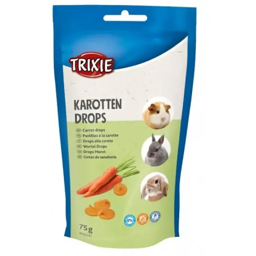 Papildbarība grauzējiem : Trixie Carrot drops, 75 g