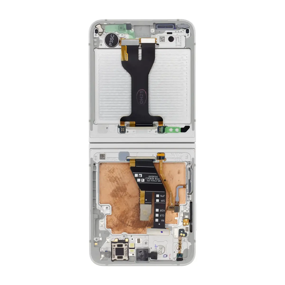 LCD display + Touch Unit + Front Cover Samsung F741 Galaxy Z Flip 6 5G White (Service Pack)