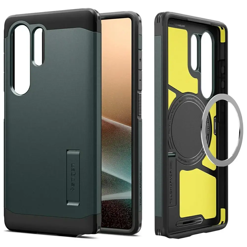 Etui Spigen Tough Armor MagSafe do        Samsung Galaxy S25 Ultra zielony