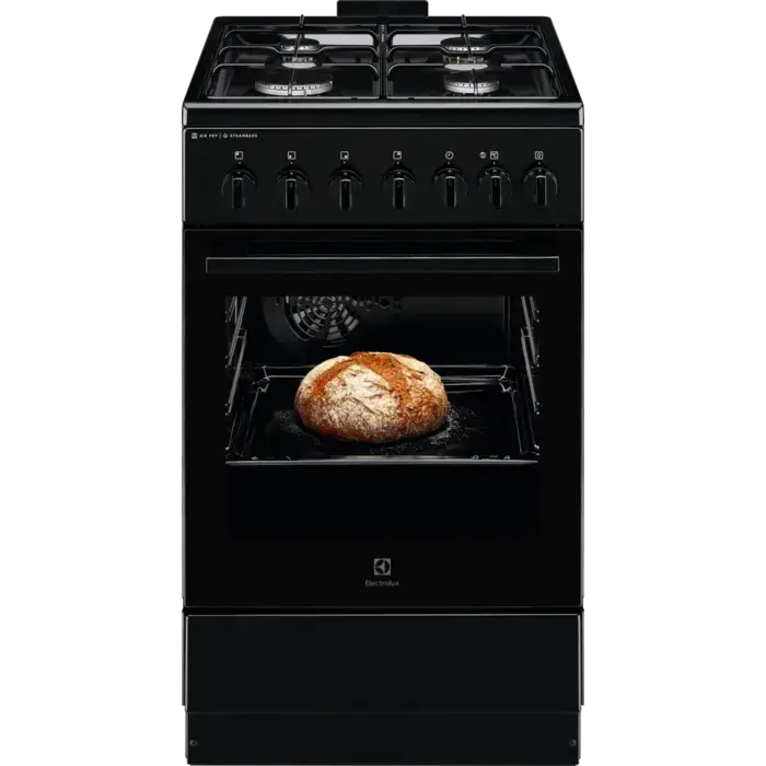 Electrolux 600.sērijas gāzes plīts ar elektrisko cepeškrāsni, melna, 50cm