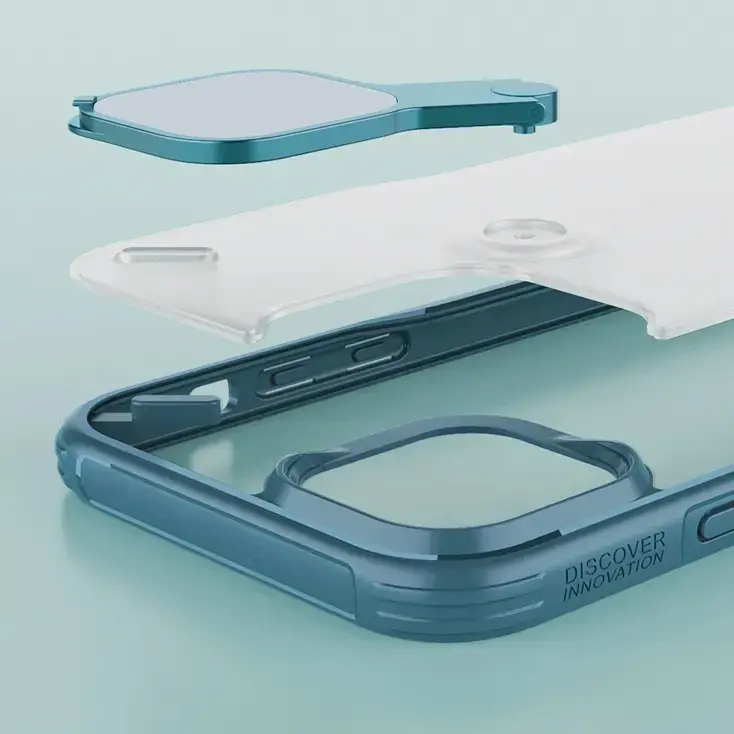 Nillkin Cyclops Case durable case with camera cover and foldable stand for iPhone 13 Pro blue