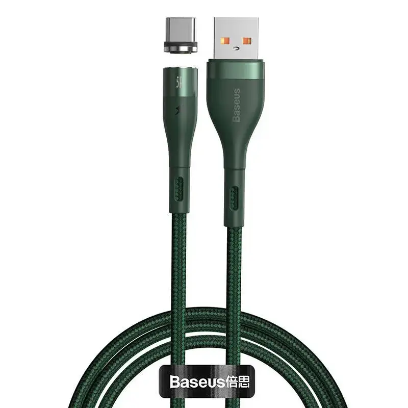 USB magnetic cable - USB-C Baseus Zinc 5A 1m (green)