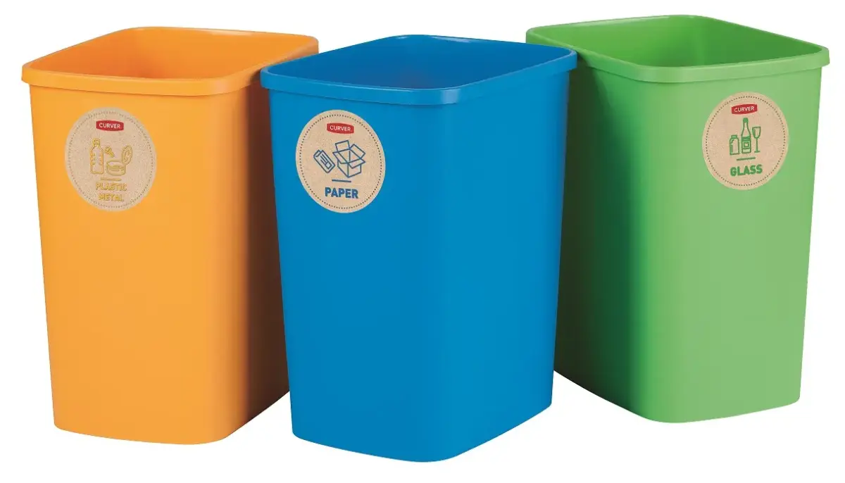 Set of waste buckets without lid Deco Flip Bin 3x25L blue/green/yellow