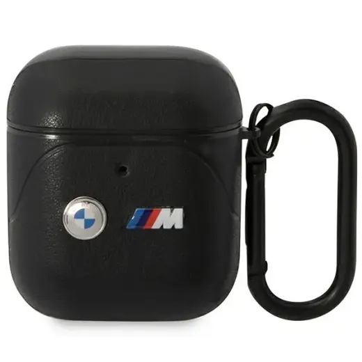 BMW BMA222PVTK AirPods 1|2 cover czarny|black Leather Curved Line