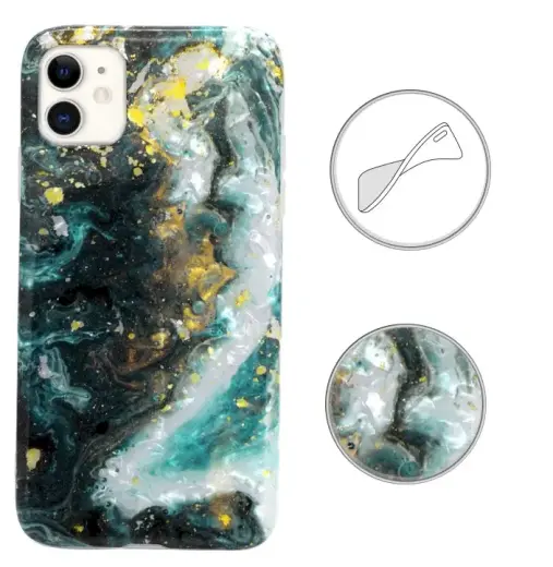 Fusion Marble Case Silicone Case For Apple iPhone 11 Green