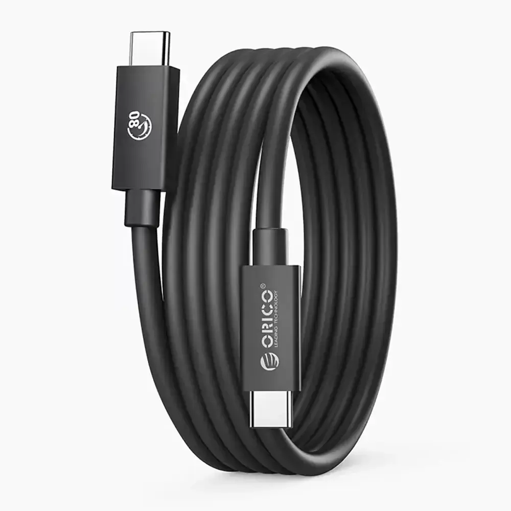 Orico TBZ5 datu pārraides un uzlādes vads | USB-C uz USB-C | 240W | Thunderbolt 5 | 1.5m | melns