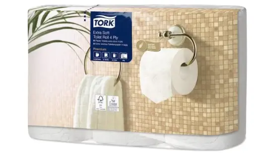 Tualetes papīrs TORK Premium Extra Soft Conventional T4, 4 sl., 153 lapiņas rullī, 9.7 cm x 19.1 m, baltā krāsā, 6 gab./iepak.