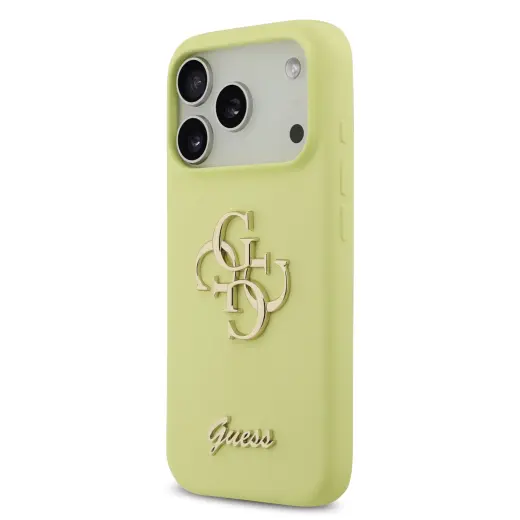 Guess Liquid Silicone 4G Metal Logo Case for iPhone 17 Pro Yellow