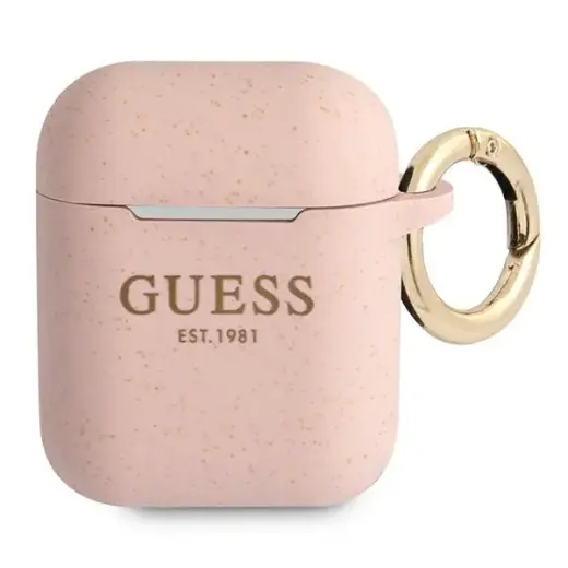 Guess GUA2SGGEP AirPods 1|2 cover różowy|pink Silicone Glitter