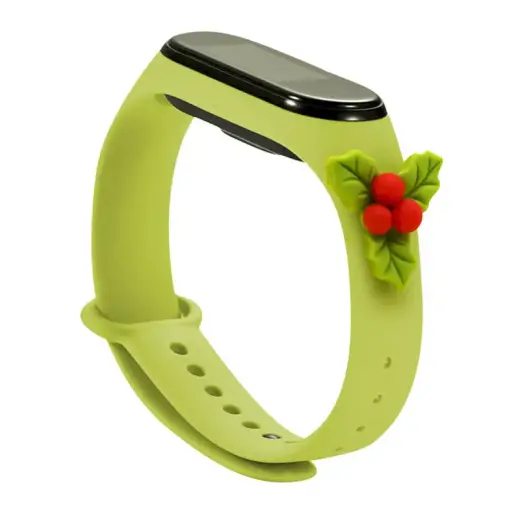 Fusion Accessories Xmas Mistletoe viedpulksteņa siksniņa priekš Xiaomi Mi Band 5/6 | zaļa