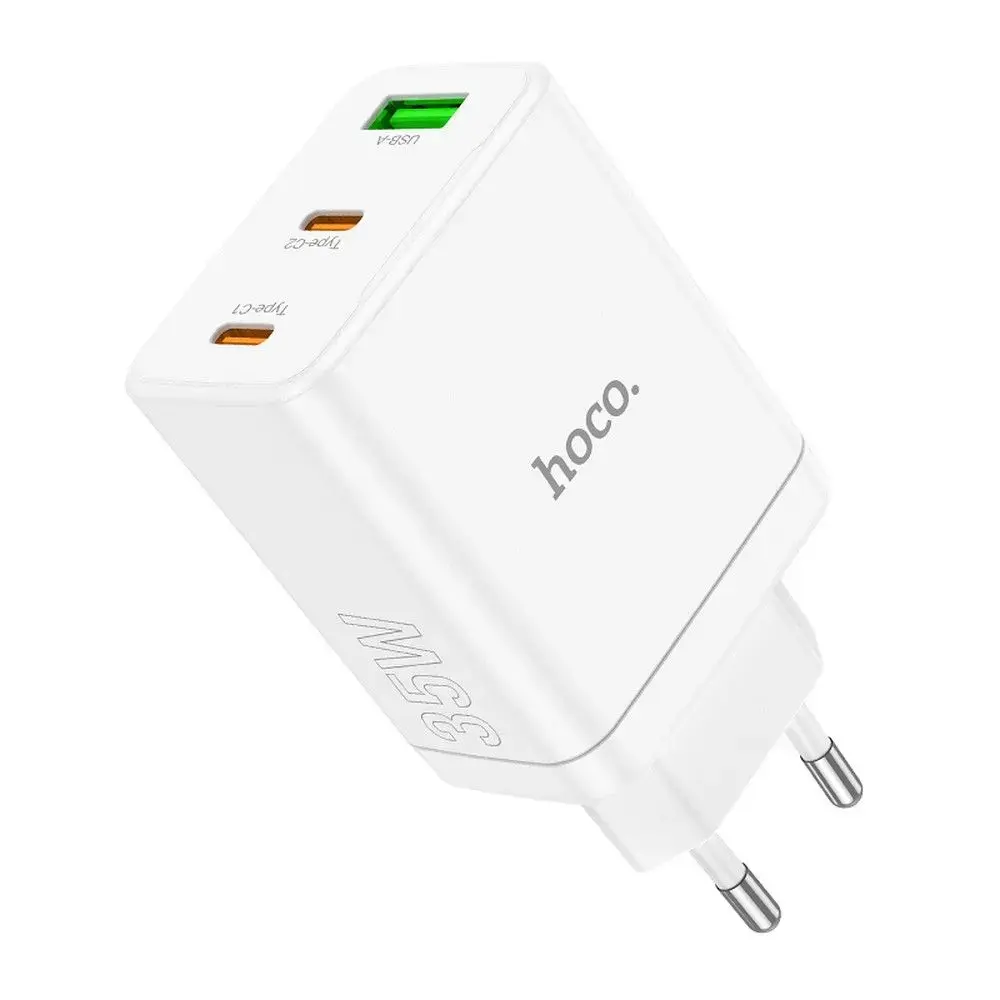 HOCO N33 tīkla lādētājs | 35W | PD, QC, PPS | USB-C, USB-A | balts