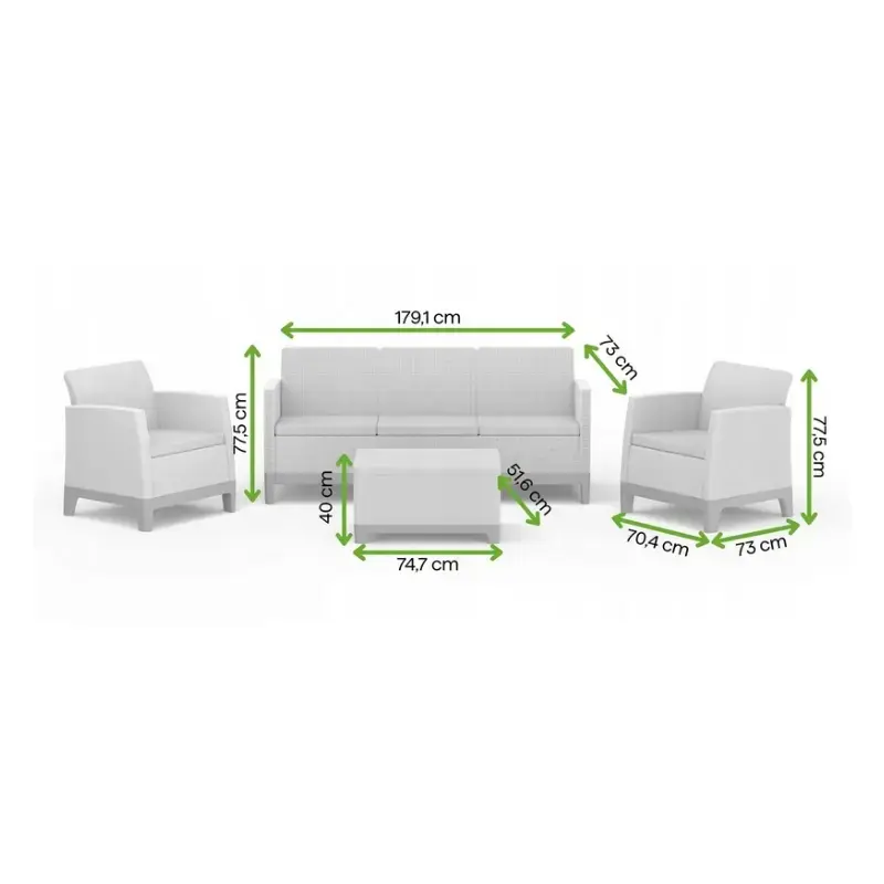 Dārza mēbeļu komplekts Scandi Forma 3 Seater Set gaiši pelēks/tumša tērauda pelēks