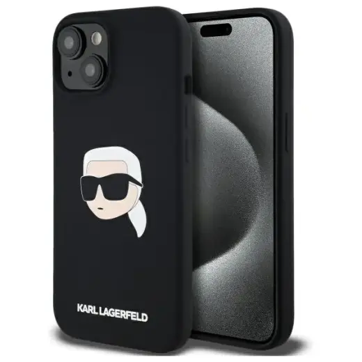 Karl Lagerfeld KLHMP15SSKHPPLK iPhone 15  6.1" czarny|black hardcase Silicone Karl Head Print MagSafe