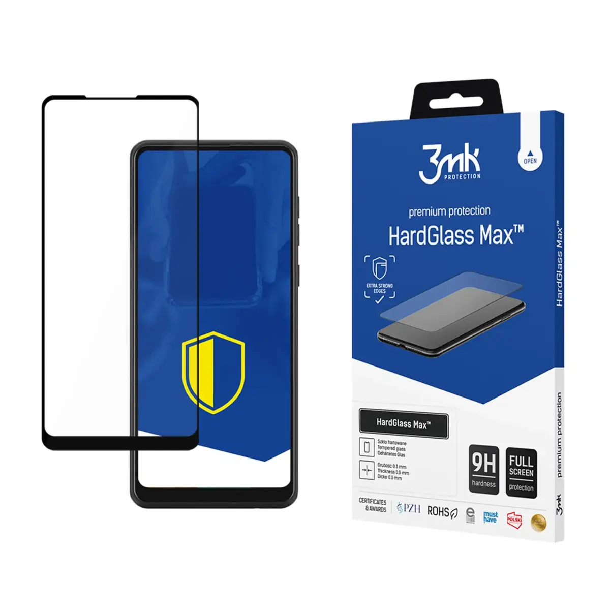 3mk HardGlass Max tempered glass for phone Galaxy A21s with applicator