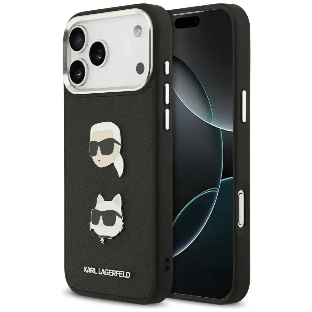 Karl Lagerfeld FW Grained telefoniümbris iPhone 17 Pro Max jaoks, must