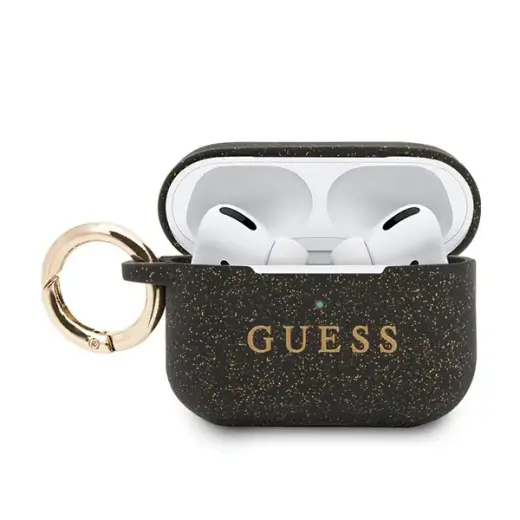 Guess GUACAPSILGLBK Silicone Case For Apple Airpods Pro Black