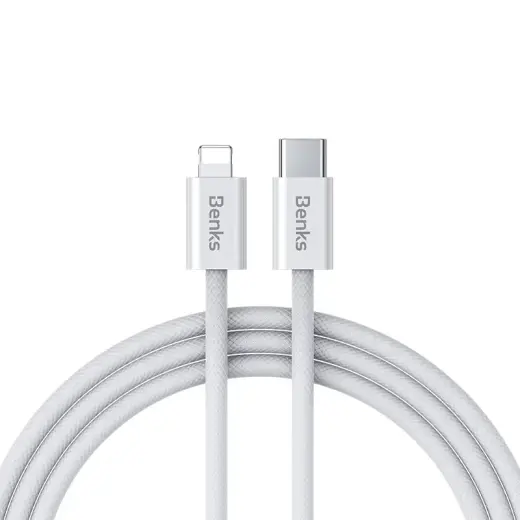 Benks D46 datu pārraides un uzlādes vads | USB-C uz Lightning | PD | 27W | 2m | balts