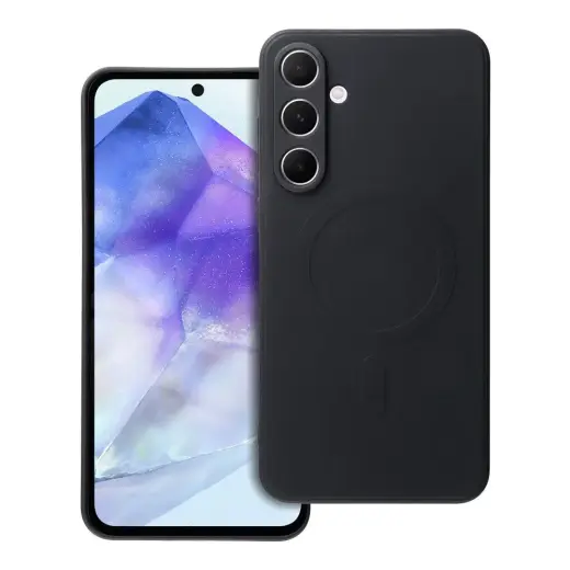 Silicone Mag Cover telefono dėklas su MagSafe palaikymu Samsung Galaxy A55 5G (A556) juodas
