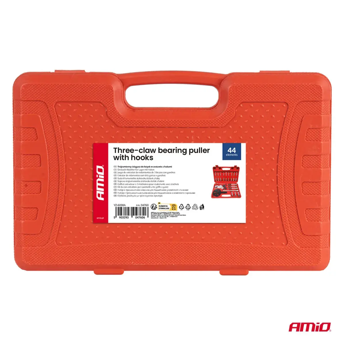 Three-claw bearing puller with hooks 44 elements AMIO-04760