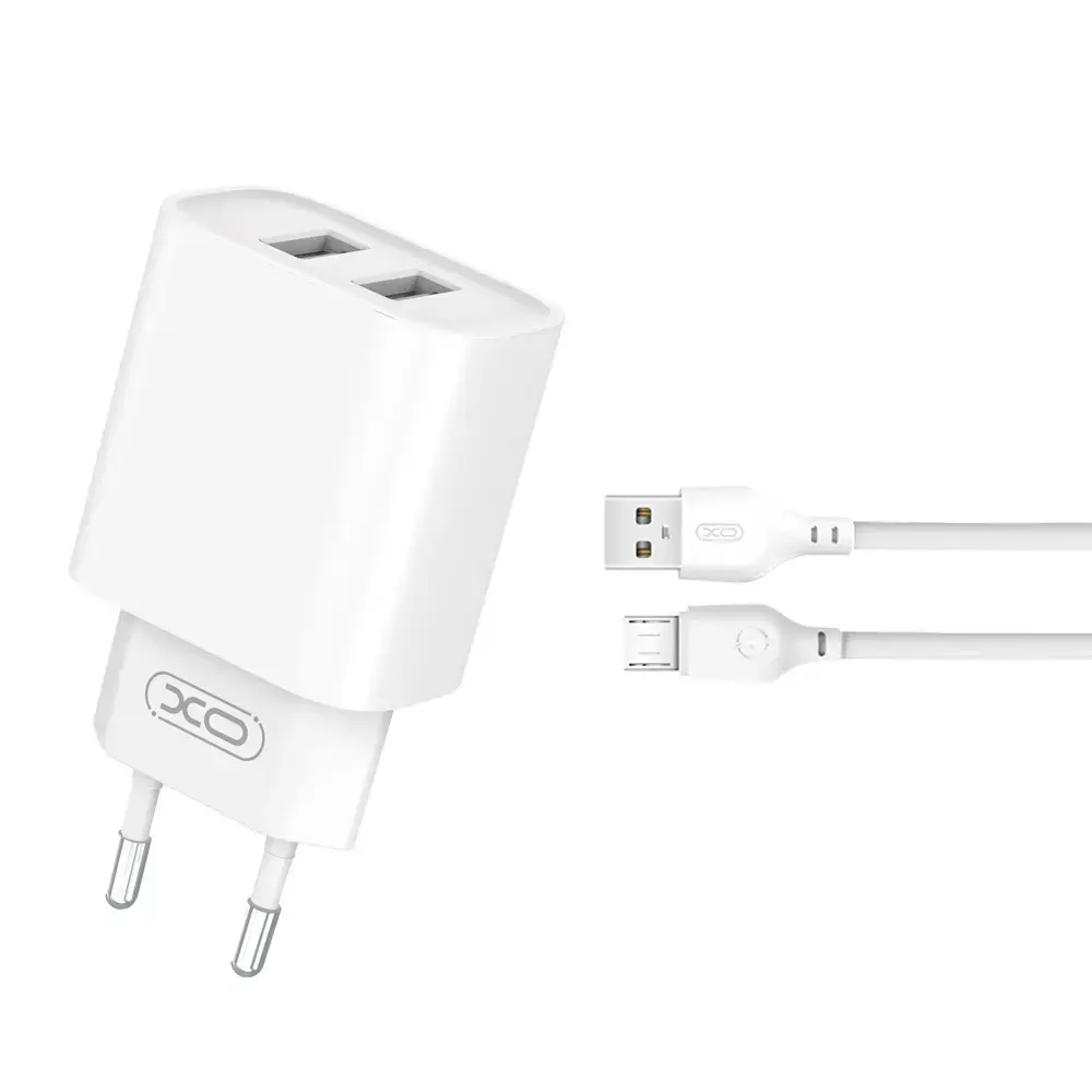 XO CE02C tīkla lādētājs | 10.5W | USB-A | ar Micro USB vadu komplektā | balts