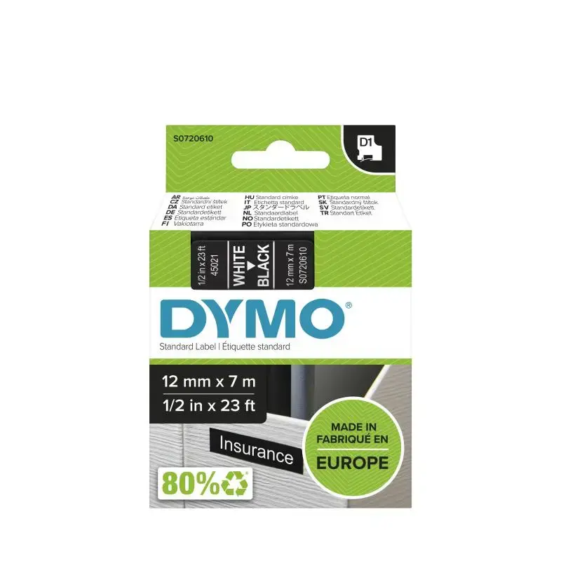 Dymo Schriftband 45021 White Black (S0720610)