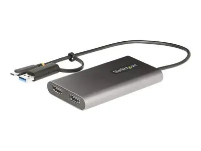 StarTech.com USB-C to Dual-HDMI Adapter, USB-C or A to 2x HDMI, 4K 60Hz, 100W PD Pass-Through, 1ft (30cm) Built-in Cable, External Video Graphics Adapter - USB to HDMI Multi-Monitor Converter for Laptop (109B-USBC-HDMI) - adapter - HDMI | USB - TAA Compli