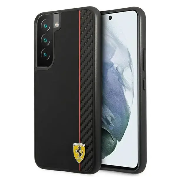 Ferrari Smooth and Carbon Effect Hard Case for Samsung Galaxy S22 Black