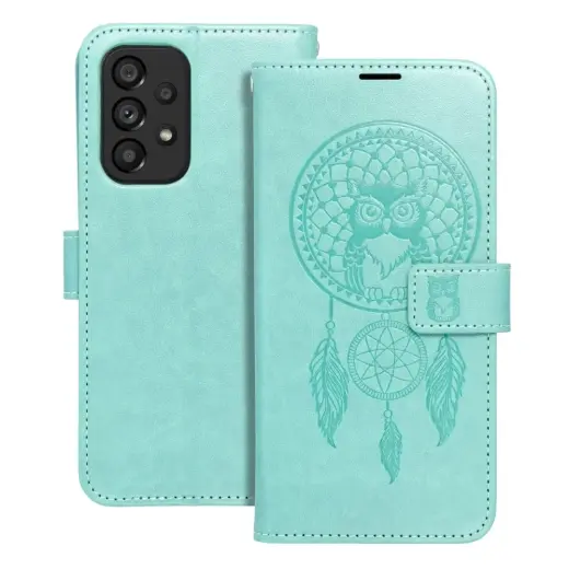 MEZZO dreamcatcher knyginio tipo telefono dėklas Samsung Galaxy A52 5G (A526) | A52 4G (A525) | A52s 5G (A528) žalias