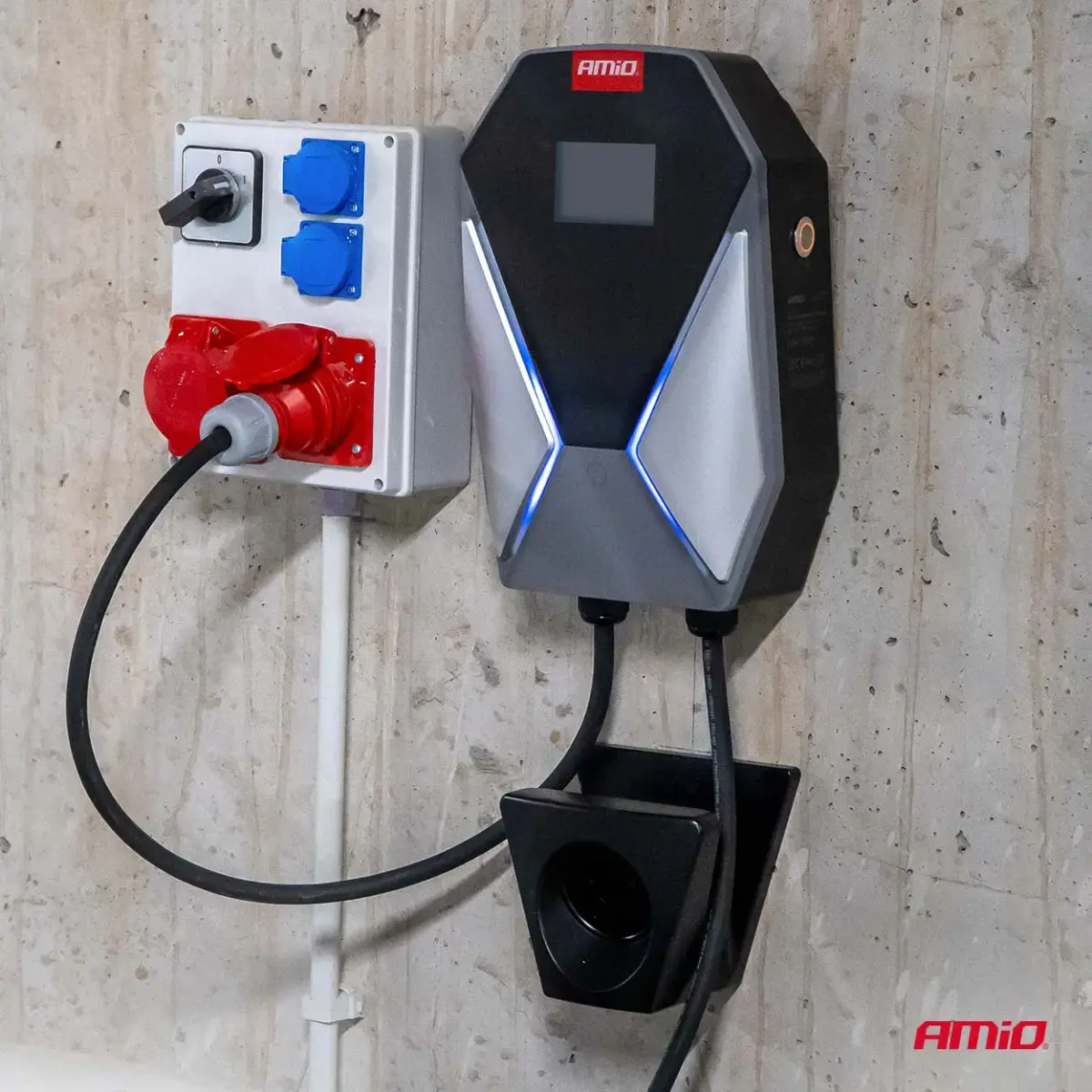 Wall-mounted EV Charger three-phase 22kW 32A 400V AMIO-04843