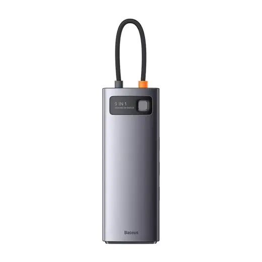 Baseus Metal Gleam Series Docking Station HUB 9 in 1 USB Type C - 2 x HDMI | 2 x USB 3.2 Gen. 1|1 x USB 2.0 | 1 x Power Delivery | 1 x SD card reader | 1 x TF card reader | 1 x RJ-45 gray (WKWG060013)