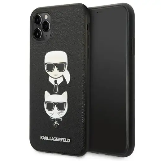Karl Lagerfeld Saffiano Karl&Choupette Head Case for iPhone 11 Pro 5.8" - Black